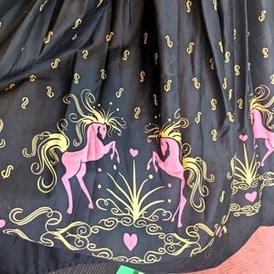 2XL Pinup Couture Black sleeveless belted pink horses swing dress